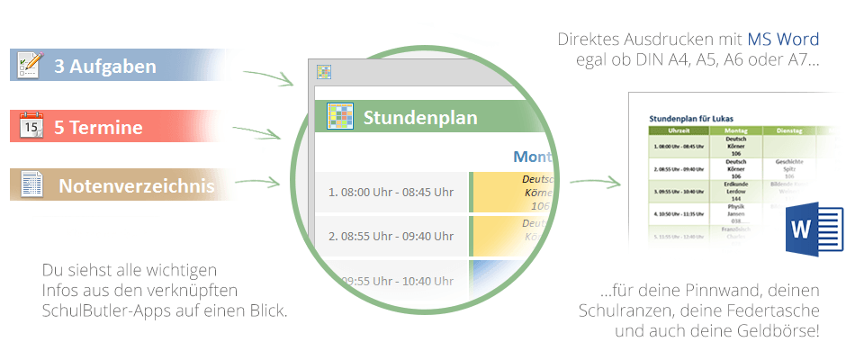 Der SchulButler Schulplaner - Stundenplan